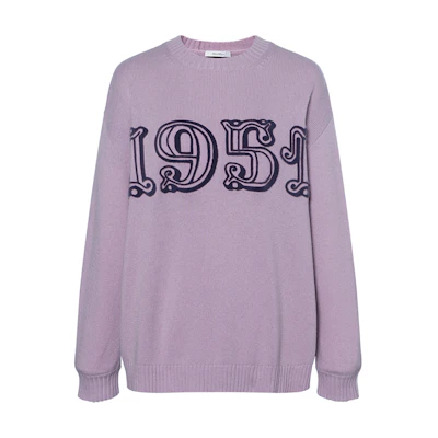 (Women) 'S Max Mara MaxMara Purple Loose-Fit Knit Sweater with Numeric Design. 2313660733600-016