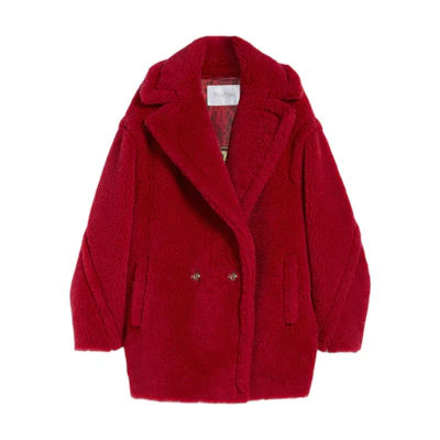 (Women) 'S Max Mara MaxMara Red Double-Breasted Short Coat with Notched Lapel. 1081034106012-FRAIS