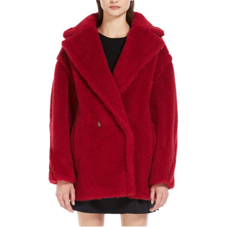 Shop (W) ''Kot Pendek Merah Double-Breasted ''S Max Mara dengan Notched Lapel.'' 1081034106012-FRAIS