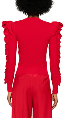 (W) ''S Max Mara 红色荷叶边圆领长袖针织衫. 2421366071600 Shop (W) ''S Max Mara 红色荷叶边圆领长袖针织衫. 2421366071600