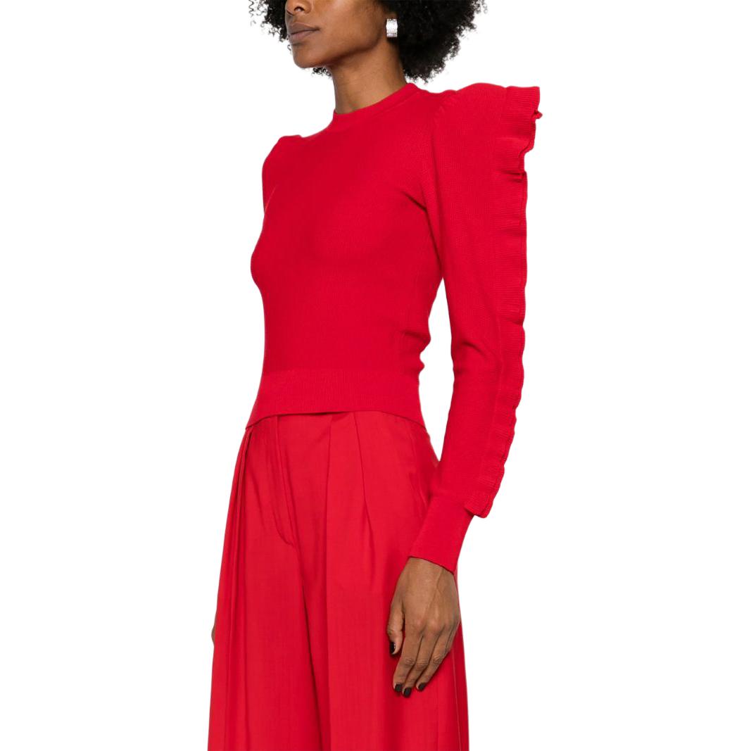 (Women) 'S Max Mara MaxMara  Red Ruffled Crewneck Long Sleeve Knit Sweater. 2421366071600 圖 5