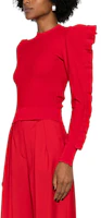 Purchase (W) ''S Max Mara MaxMara 紅色荷葉邊圓領長袖針織毛衣. 2421366071600