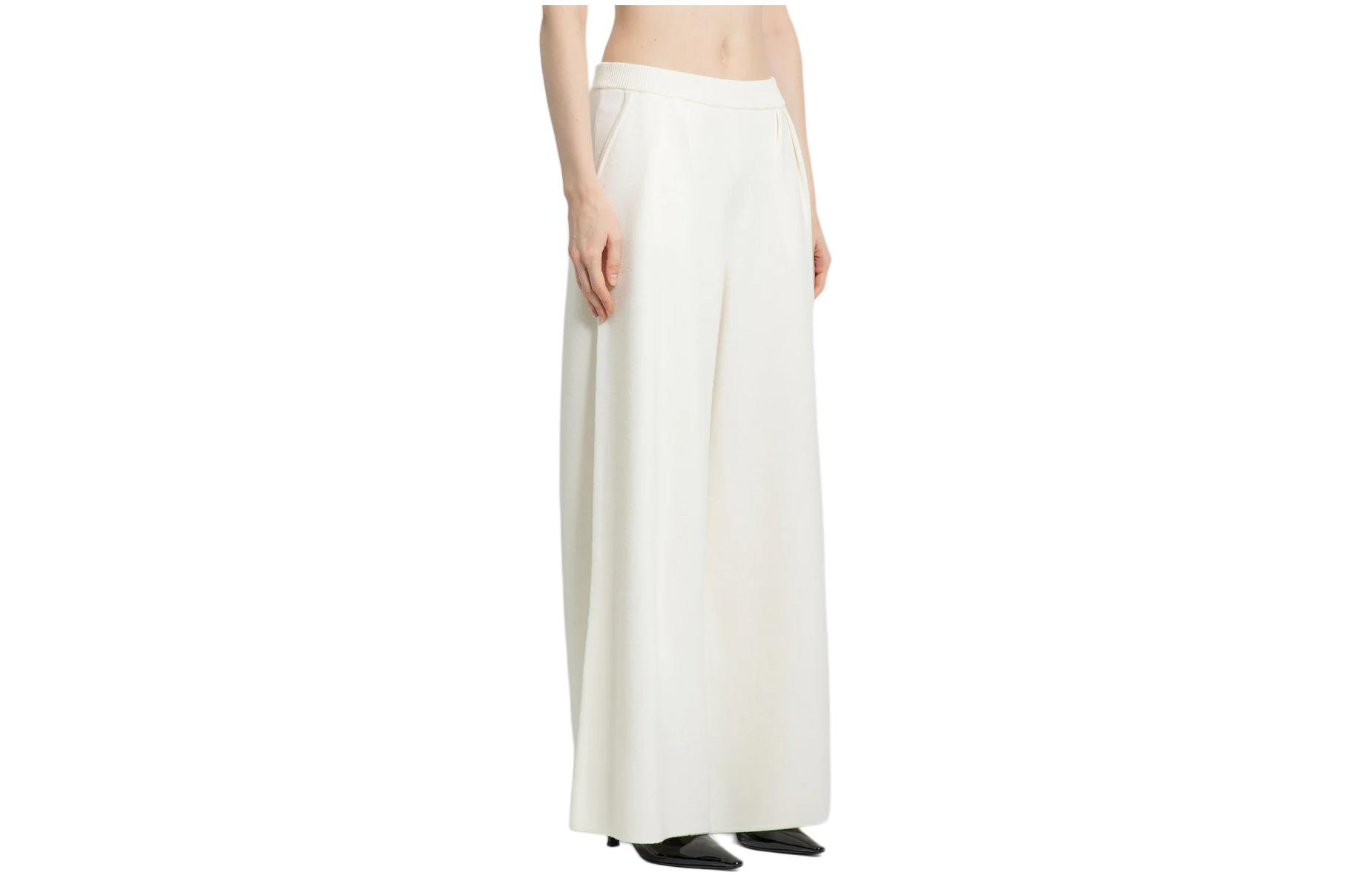 Shop (W) Celana Panjang Max Mara Low Waist Straight-Leg Santai - Putih 2411331011600-001