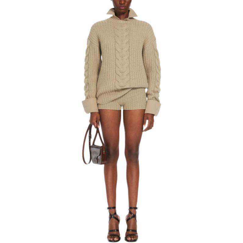 Lookbook (Women) 'S Max Mara MaxMara  Ribbed Knit Crewneck Sweater in Khaki. 1361214306-005