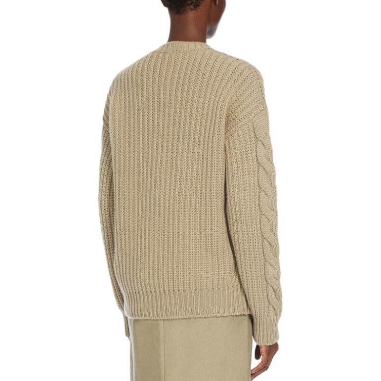 Purchase (Women) 'S Max Mara MaxMara  Ribbed Knit Crewneck Sweater in Khaki. 1361214306-005