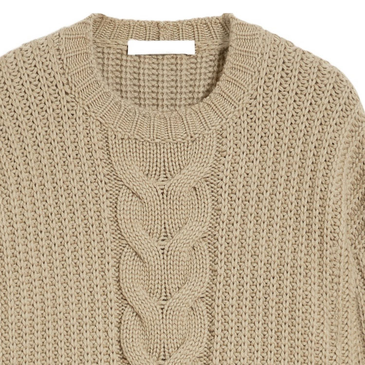 Cheap (Women) 'S Max Mara MaxMara  Ribbed Knit Crewneck Sweater in Khaki. 1361214306-005