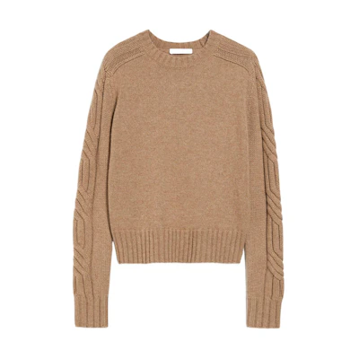 (Women) 'S Max Mara MaxMara Sand Cashmere Crewneck Long-Sleeve Sweater 1361154106-003