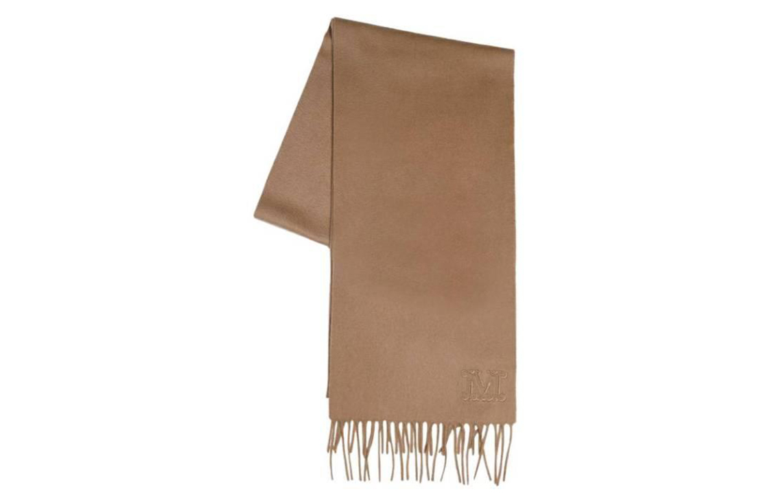 Lookbook (Women) 'S Max Mara MaxMara  Simple Comfortable Fringe Knit Scarf Light Brown 2345413136600068