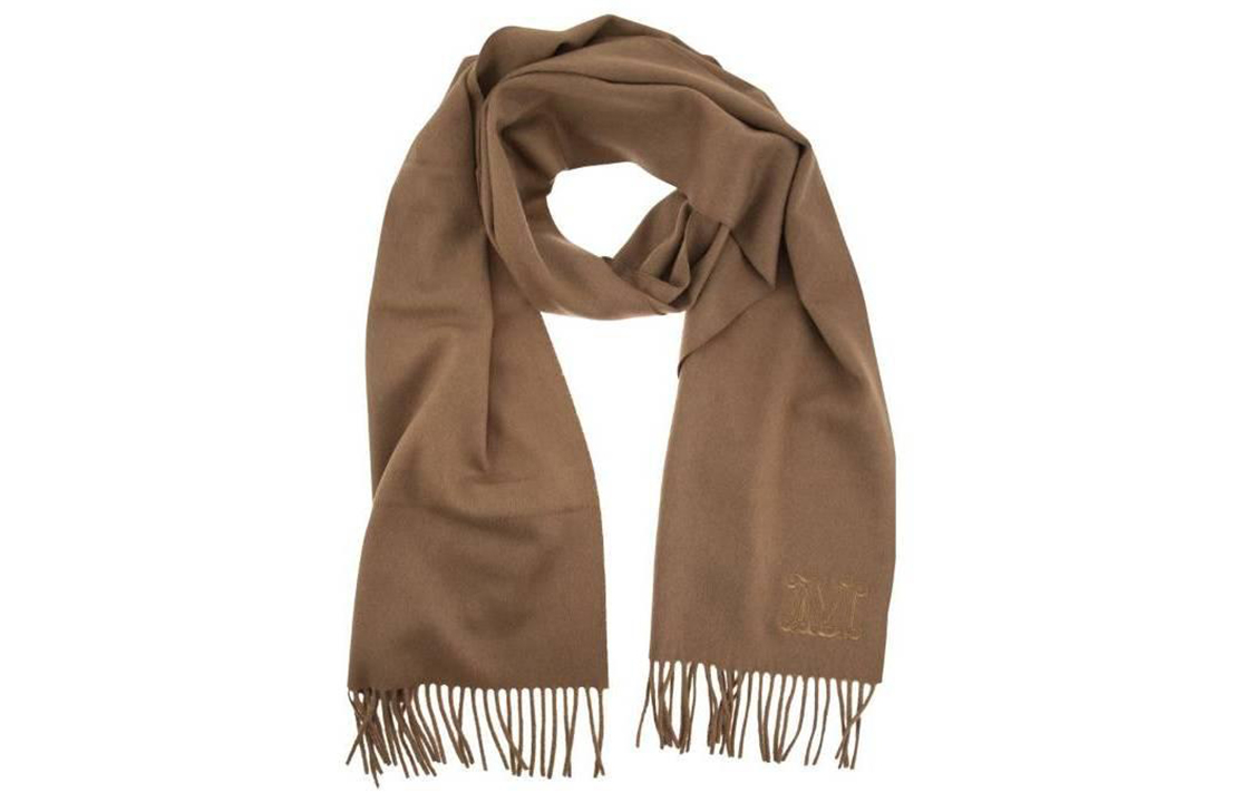 Shop (Women) 'S Max Mara MaxMara  Simple Comfortable Fringe Knit Scarf Light Brown 2345413136600068