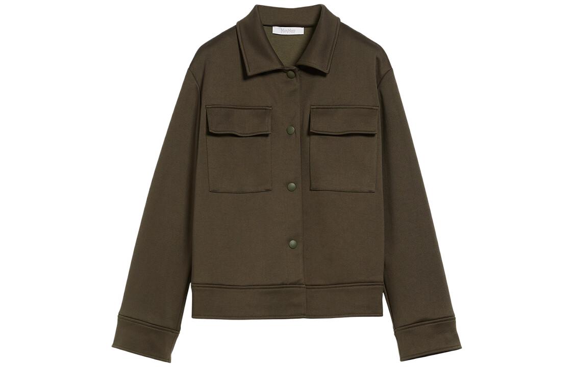 (Women) 'S Max Mara MaxMara  Single-Breasted Solid Green Jacket Coat 3916062606