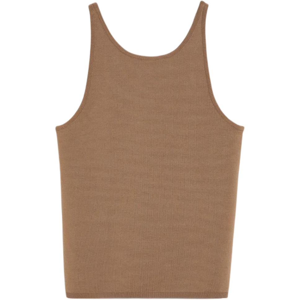 (Women) 'S Max Mara MaxMara  Sleeveless Crew Neck Brown T-Shirt 1361074106003 - ALFEO
