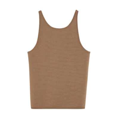 (Women) 'S Max Mara MaxMara Sleeveless Crew Neck Brown T-Shirt 1361074106003 - ALFEO