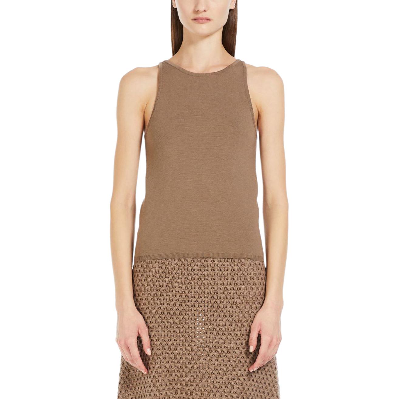 Shop (Women) 'S Max Mara MaxMara  Sleeveless Crew Neck Brown T-Shirt 1361074106003 - ALFEO