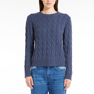 (W) ''S 맥스마라 슬림핏 라운드넥 긴팔 니트 스웨터 - 블루 1366052906008-EDIPO Shop (W) ''S 맥스마라 슬림핏 라운드넥 긴팔 니트 스웨터 - 블루 1366052906008-EDIPO