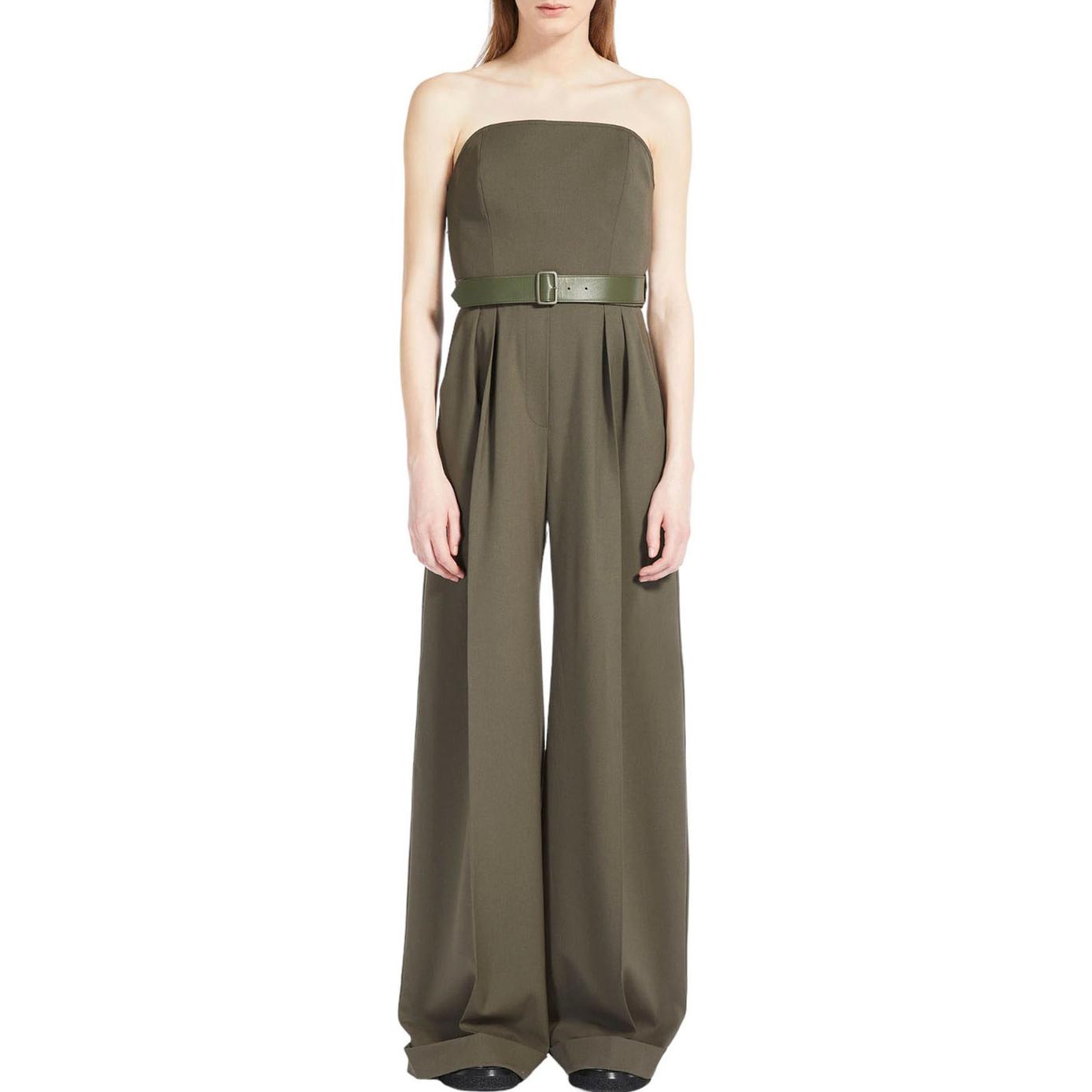 Lookbook (W) ''S マックスマーラ ソリッド アーミーグリーン ワイドレッグ ジャンプスーツ. 2312460133-006