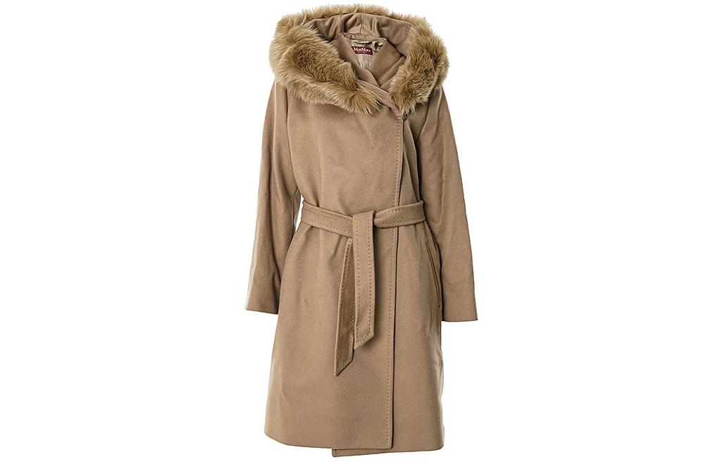 (Women) 'S Max Mara MaxMara  Solid Brown Long Wool Coat with Belt MANGO-60162813-006 圖 2