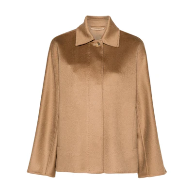 (Women) 'S Max Mara MaxMara Solid Button-Up Loose Fit Long Sleeve Jacket - Camel Brown 2421086051