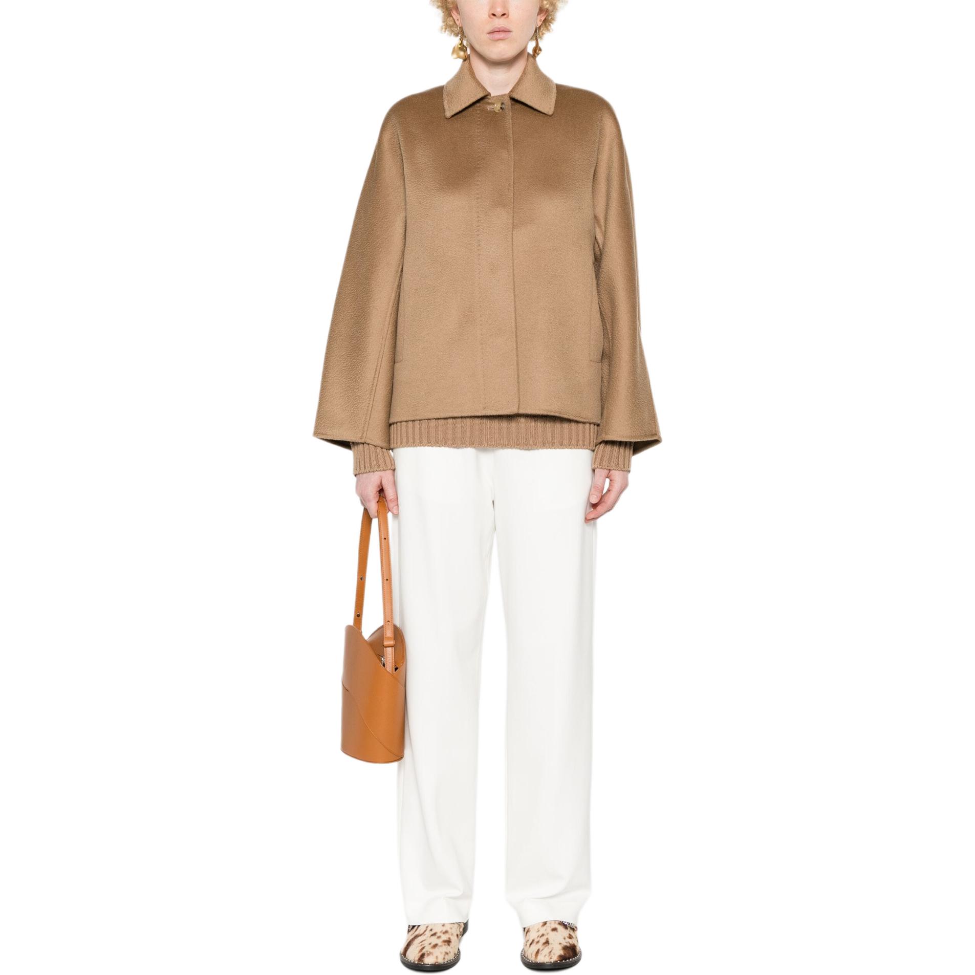 Lookbook (Women) 'S Max Mara MaxMara  Solid Button-Up Loose Fit Long Sleeve Jacket - Camel Brown 2421086051