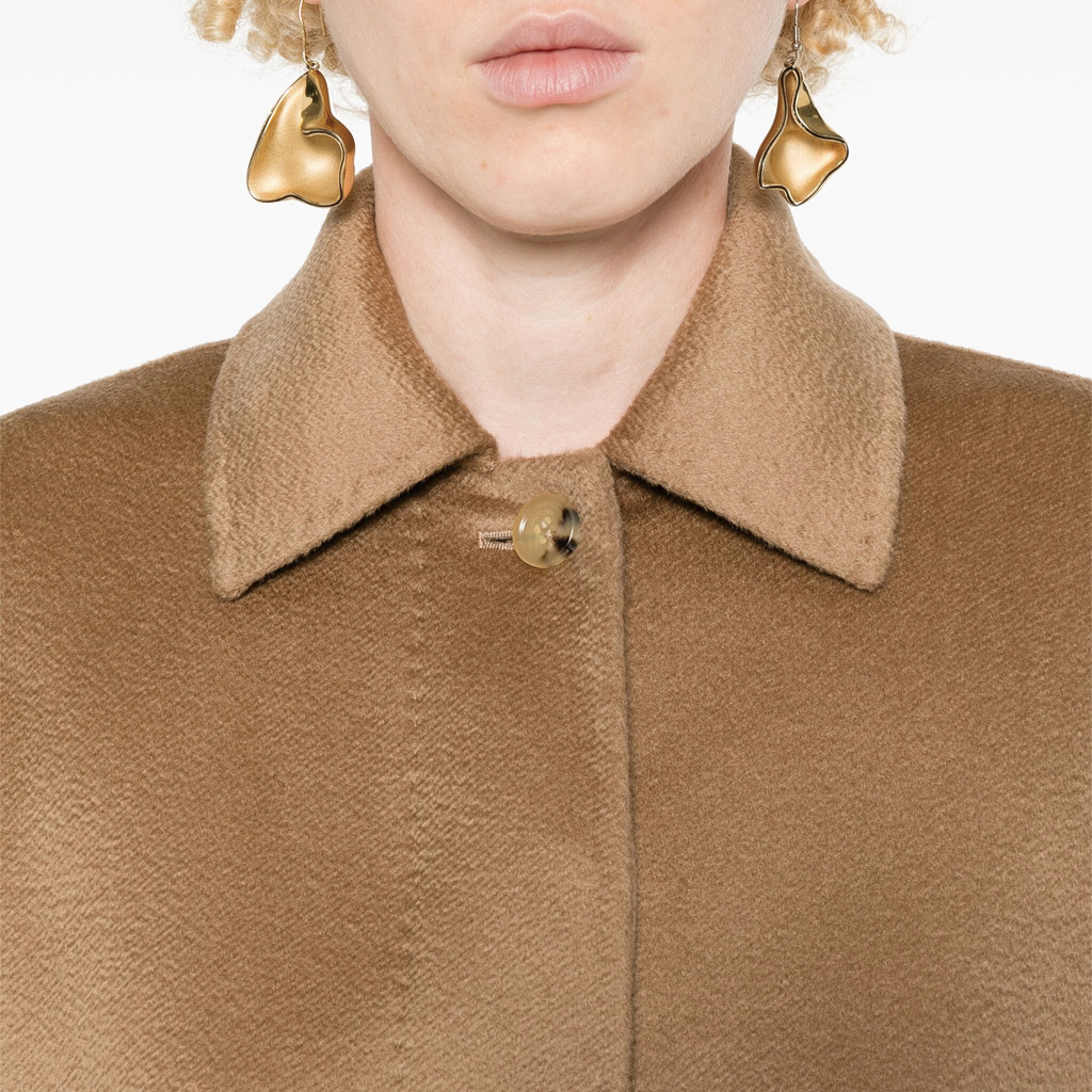 Details for (Women) 'S Max Mara MaxMara  Solid Button-Up Loose Fit Long Sleeve Jacket - Camel Brown 2421086051