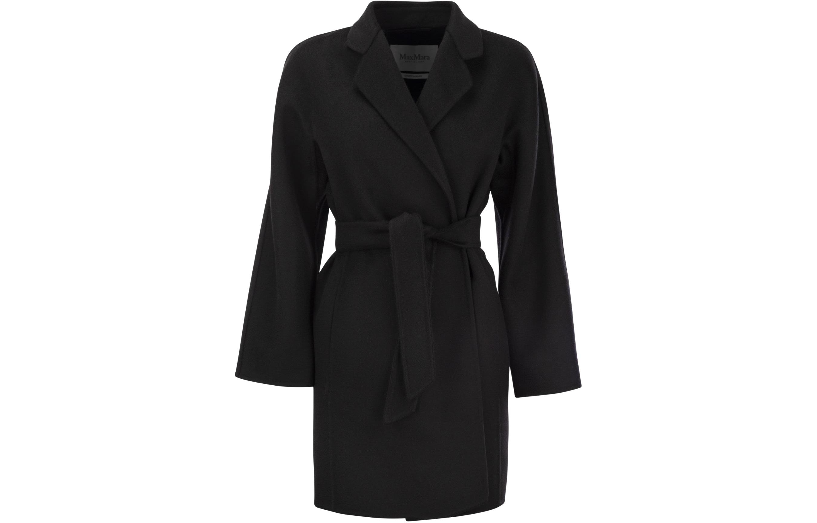 (Women) 'S Max Mara MaxMara  Solid Color Belted Casual Coat Black 1011084106-004
