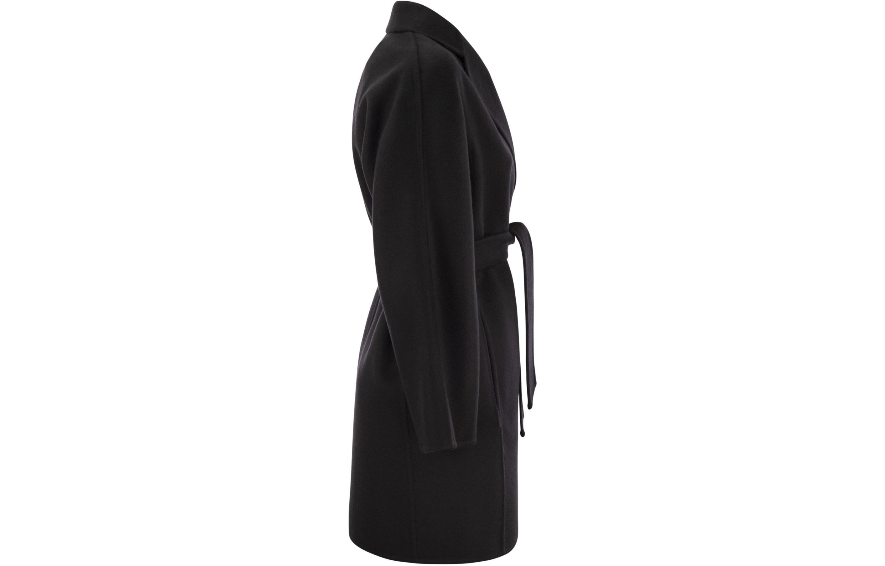 (Women) 'S Max Mara MaxMara  Solid Color Belted Casual Coat Black 1011084106-004 圖 4