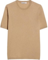 (Women) 'S Max Mara MaxMara Solid Color Crew Neck Knit Short Sleeve T-Shirt in Natural. 2421366101600002 (Women) 'S Max Mara MaxMara Solid Color Crew Neck Knit Short Sleeve T-Shirt in Natural. 2421366101600002