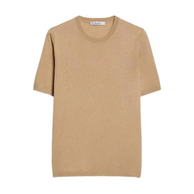 (Women) 'S Max Mara MaxMara Solid Color Crew Neck Knit Short Sleeve T-Shirt in Natural. 2421366101600002