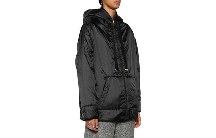 (Women) 'S Max Mara MaxMara  Solid Color Drawstring Hoodie Jacket - Black 9486053406-009