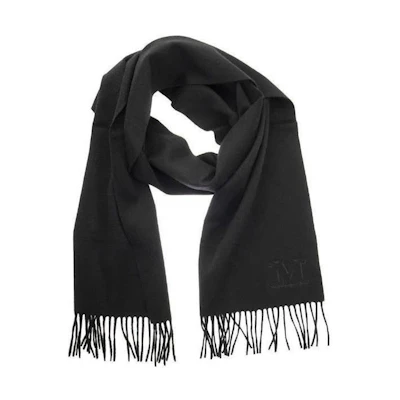 (Women) 'S Max Mara MaxMara Solid Color Fringe Wool Scarf - Black 4546313706008WSDALIA