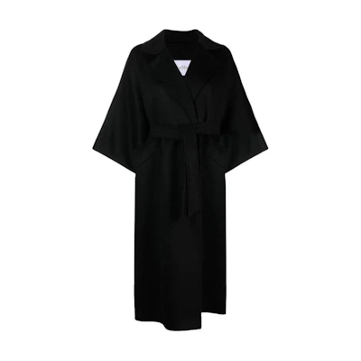 (Women) 'S Max Mara MaxMara Solid Color Long Belted Coat Black 2310110531600UMBRIA-004