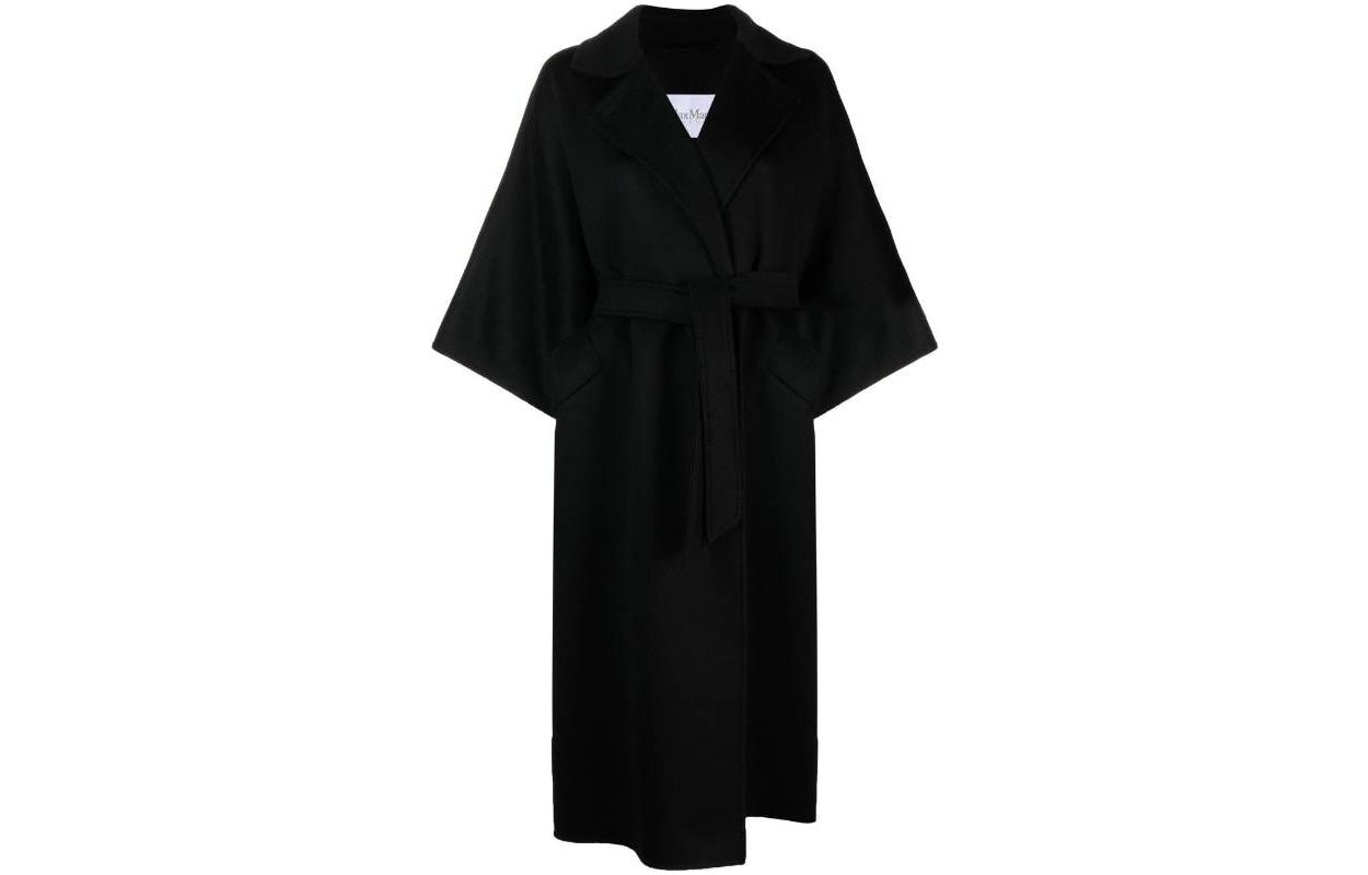 Order (W) ''Abrigo Largo Negro de Color Sólido con Cinturón ''S Max Mara MaxMara'' 2310110531600UMBRIA-004