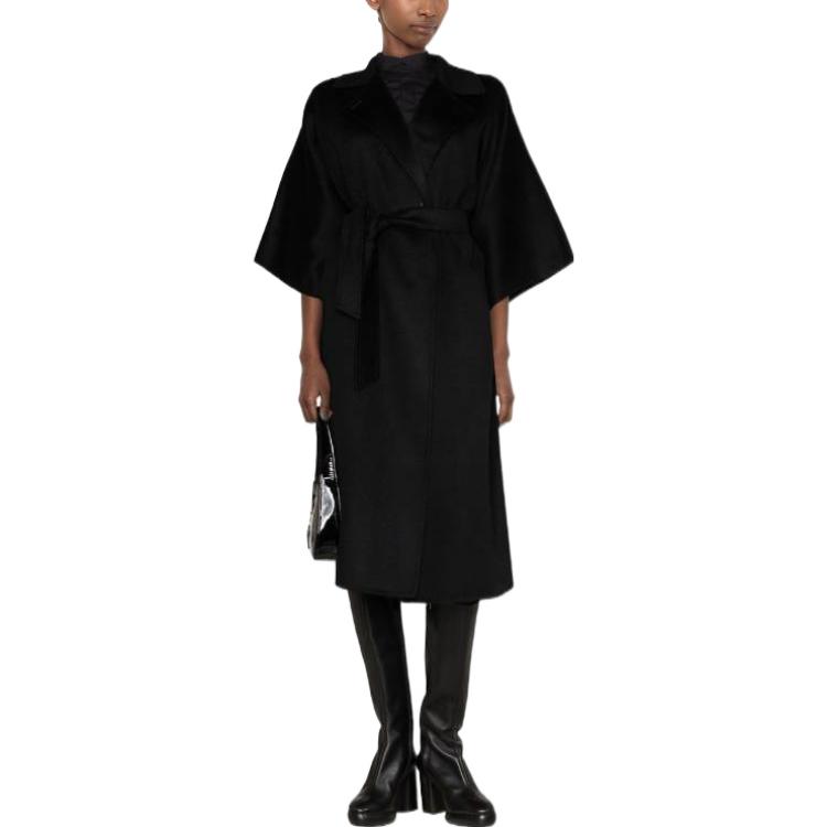 Lookbook (W) ''Abrigo Largo Negro de Color Sólido con Cinturón ''S Max Mara MaxMara'' 2310110531600UMBRIA-004