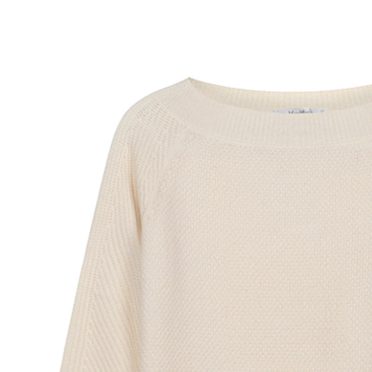 Shop (W) ''S Max Mara MaxMara Sweater Lengan Panjang Warna Polos Off-White 1366021906006-DRAVA