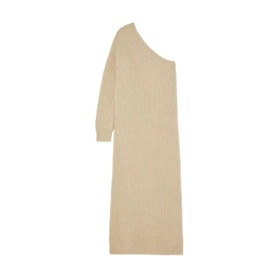 (Women) 'S Max Mara MaxMara Solid Color Midi Long Sleeve Slim Fit Dress Light Brown 1326203606-002