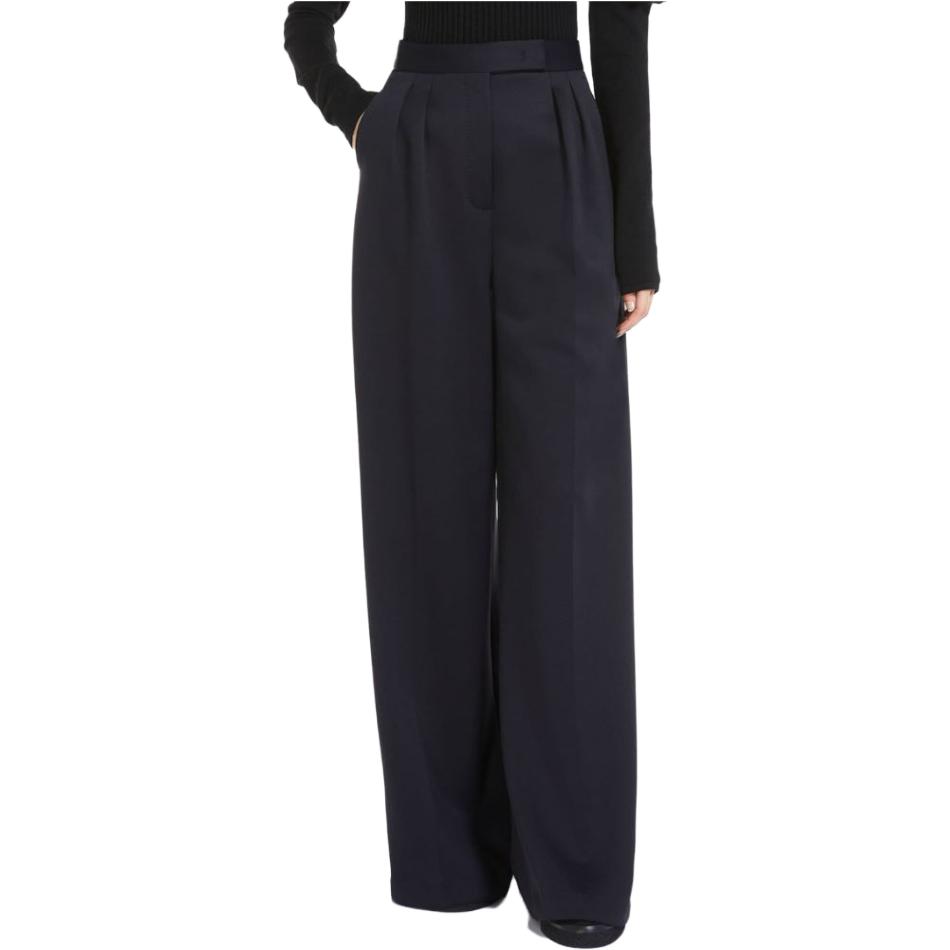 Shop (W) 막스마라 솔리드 컬러 플리츠 와이드 레그 팬츠 지퍼. 1781024106-001