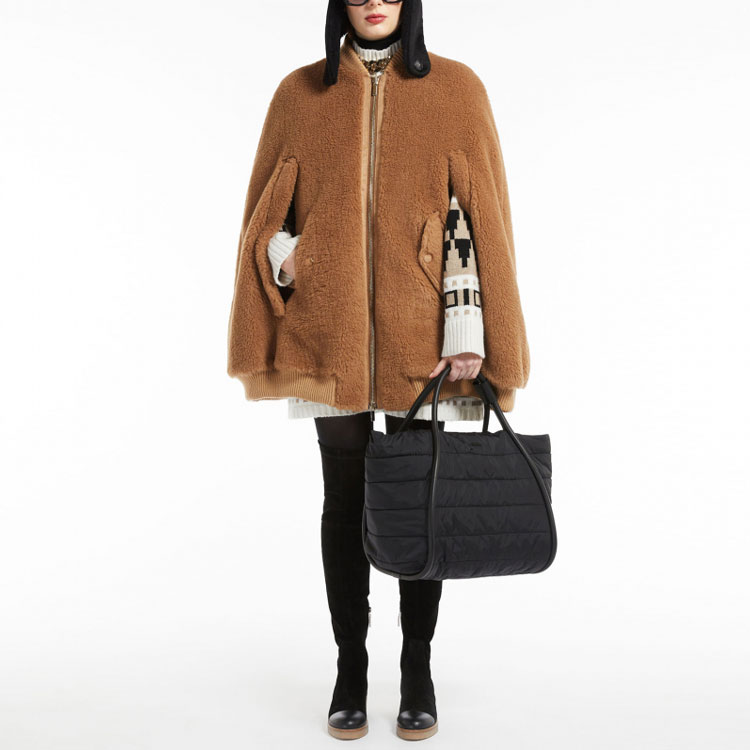 Lookbook (W) ''Capa Abrigo Marrón con Cremallera Max Mara MaxMara Color Sólido.'' 4736052306-001