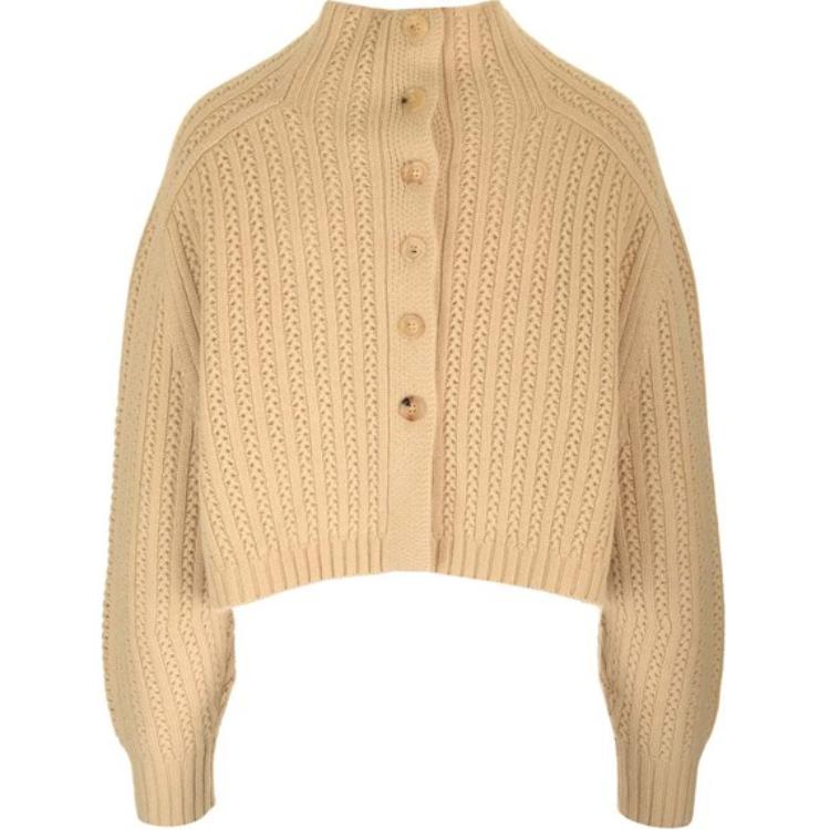 Lookbook (Women) 'S Max Mara MaxMara  Solid High-Neck Cropped Sweater in Light Brown. 2421366021600-003