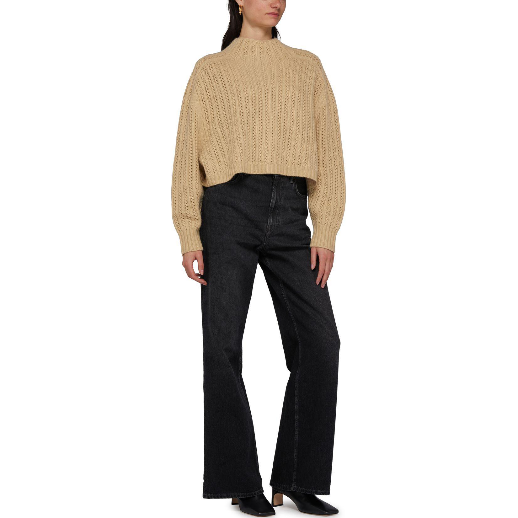 Purchase (Women) 'S Max Mara MaxMara  Solid High-Neck Cropped Sweater in Light Brown. 2421366021600-003