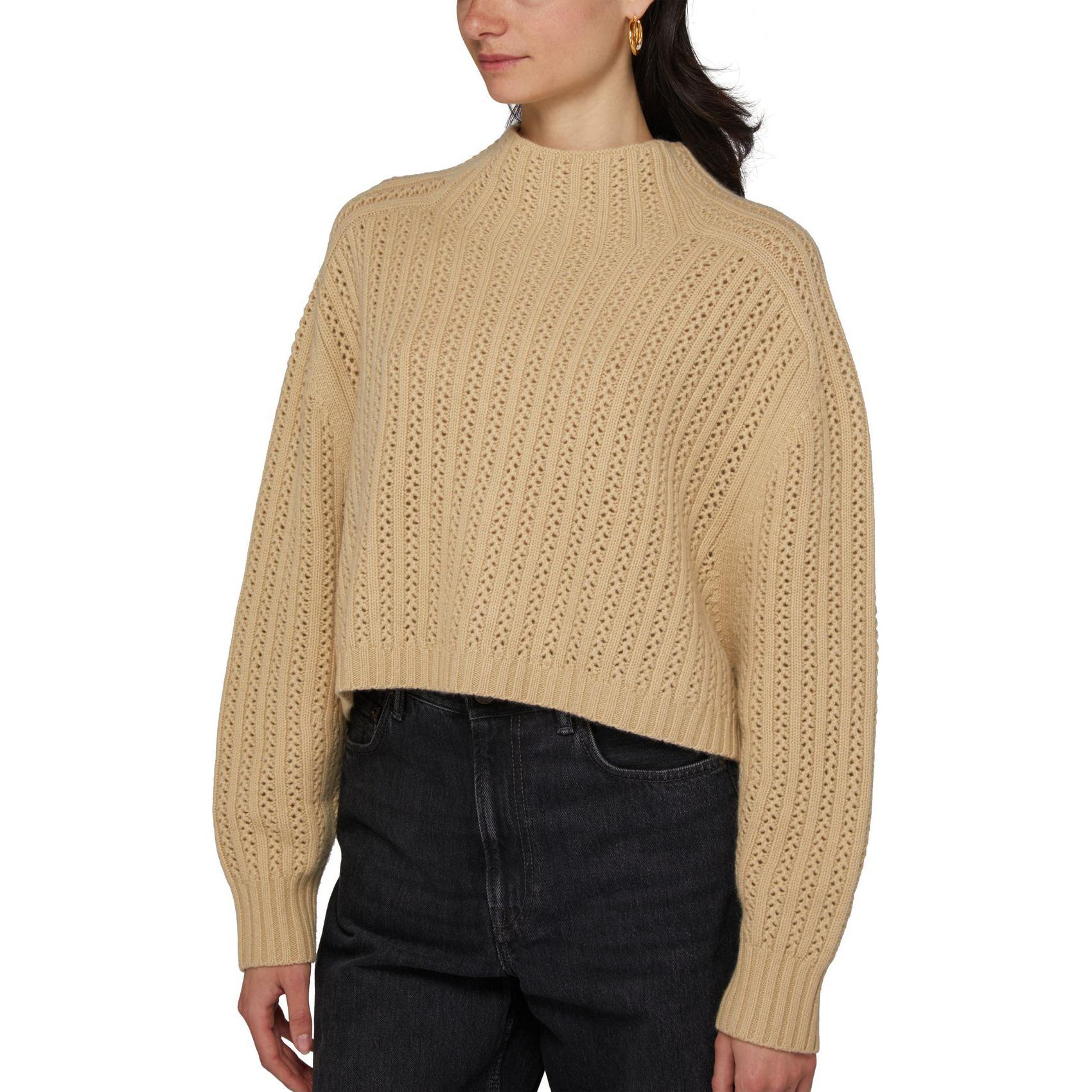 Details for (Women) 'S Max Mara MaxMara  Solid High-Neck Cropped Sweater in Light Brown. 2421366021600-003