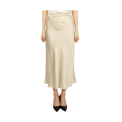 (Women) 'S Max Mara MaxMara Solid Satin Midi Casual Dress Beige Color 61060133650-012