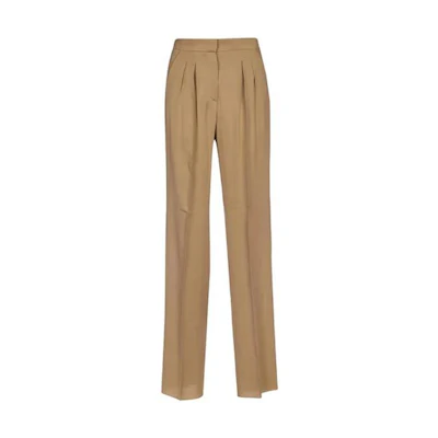 (Women) 'S Max Mara MaxMara Solid Wide-Leg Casual Pants in Camel Color. 11310311-600-003