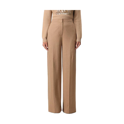 (Women) 'S Max Mara MaxMara Straight-Leg Casual Pants in Khaki Color 2317860633600-001