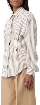 (Women) 'S Max Mara MaxMara Striped Button-Up Long Sleeve Shirt Beige. 2411111072600-001 Shop (Women) 'S Max Mara MaxMara Striped Button-Up Long Sleeve Shirt Beige. 2411111072600-001