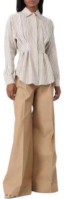 (Women) 'S Max Mara MaxMara Striped Button-Up Long Sleeve Shirt Beige. 2411111072600-001 Purchase (Women) 'S Max Mara MaxMara Striped Button-Up Long Sleeve Shirt Beige. 2411111072600-001