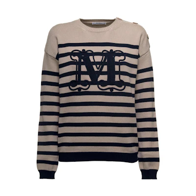 (Women) 'S Max Mara MaxMara Striped Crew Neck Knit Sweater Light Brown. 13610321600-008