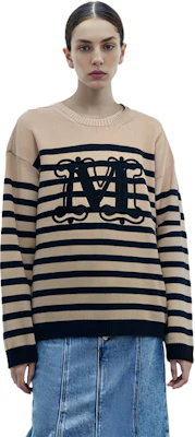 (Women) 'S Max Mara MaxMara Striped Crew Neck Knit Sweater Light Brown. 13610321600-008 Purchase (Women) 'S Max Mara MaxMara Striped Crew Neck Knit Sweater Light Brown. 13610321600-008