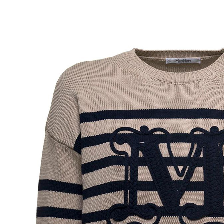 (Women) 'S Max Mara MaxMara  Striped Crew Neck Knit Sweater Light Brown. 13610321600-008 圖 6