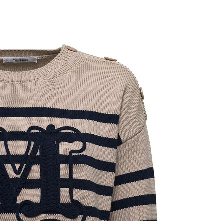 (Women) 'S Max Mara MaxMara  Striped Crew Neck Knit Sweater Light Brown. 13610321600-008 圖 7