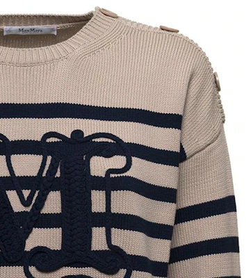 (Women) 'S Max Mara MaxMara Striped Crew Neck Knit Sweater Light Brown. 13610321600-008 Sizing (Women) 'S Max Mara MaxMara Striped Crew Neck Knit Sweater Light Brown. 13610321600-008
