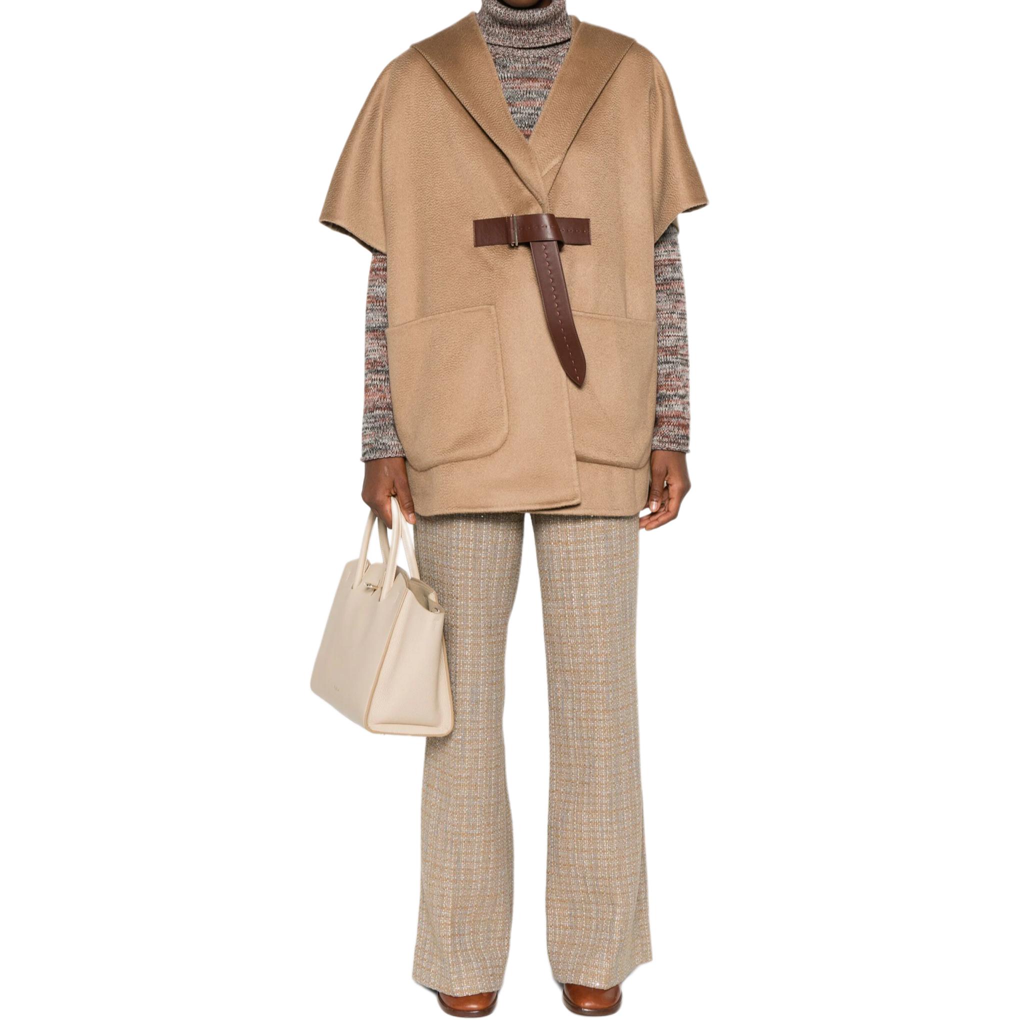 (Women) 'S Max Mara MaxMara  V-Neck Hooded Short-Sleeve Coat Beige. 2424736071000 圖 3
